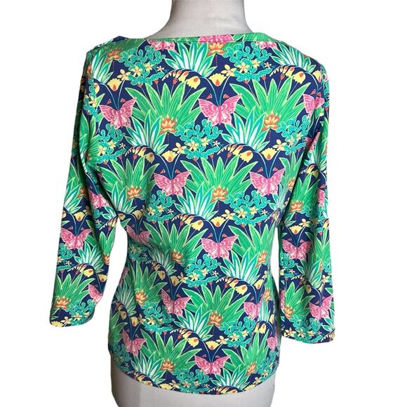 J. McLaughlin butterfly floral print Catalina cloth top Sz M - Picture 2 of 6